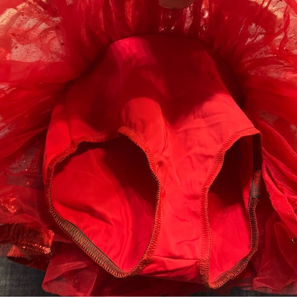 Weissman’s adorable red sequin with tuelle attached skirt. Child Small - Picture 7 of 9